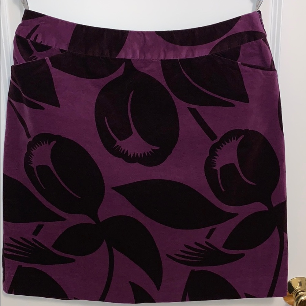 Boden Tulip print velvet skirt, size 10 L